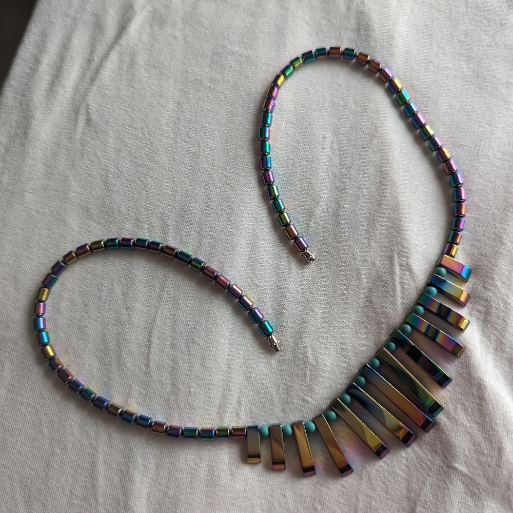 Iridescent Hematite Titanium necklace - never worn